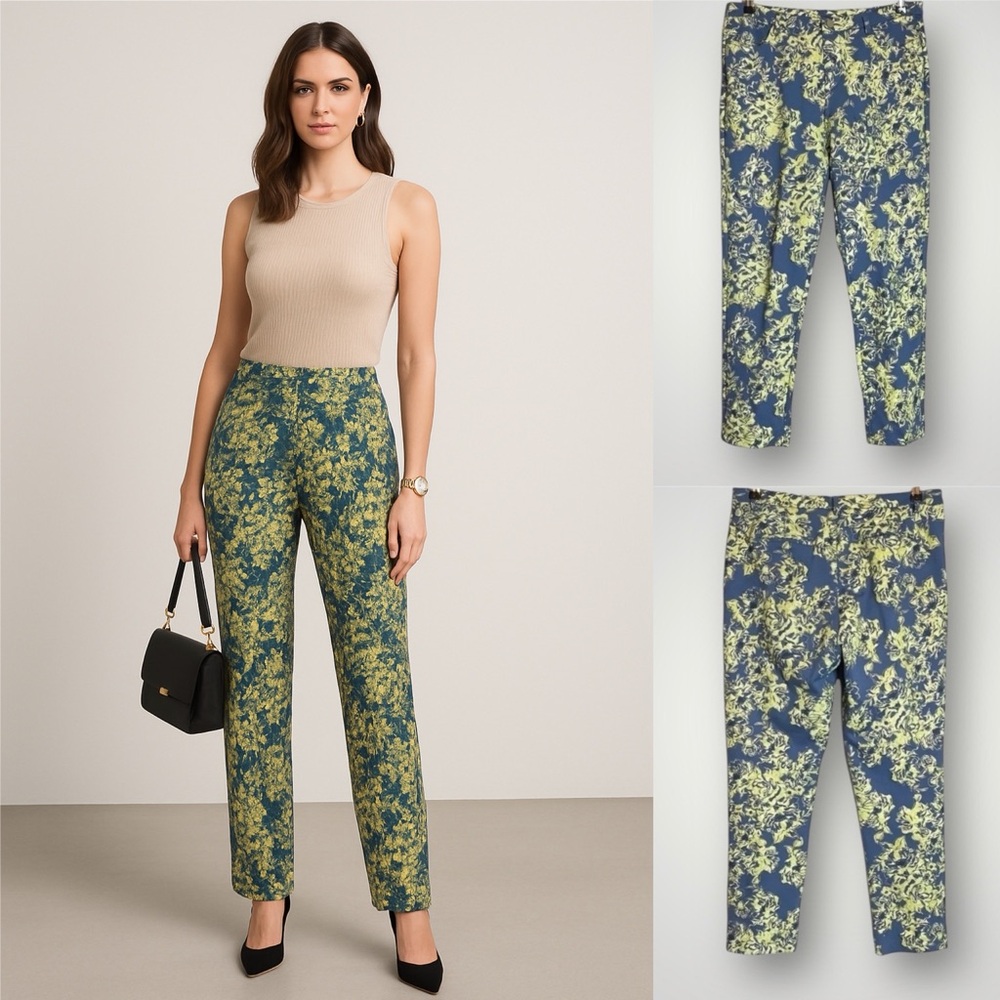 Soft Surroundings Floral Elisabetta Pants Size Medium Stretch Pockets EUC